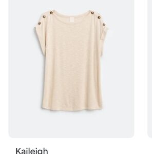 Kaileigh Cream Cap Sleeve Minimalist Blouse